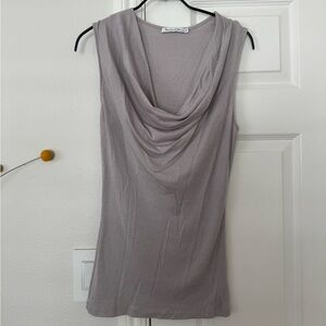 Michael stars Loretta drape neck top oyster